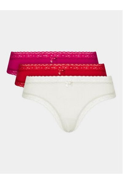 Hunkemöller hunkemoller Set de 3 perechi de chiloți clasici pentru femei 203652 Alb, Roșu, Roz