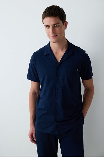 Penti Marineblaues Hemd-Pyjama-Set