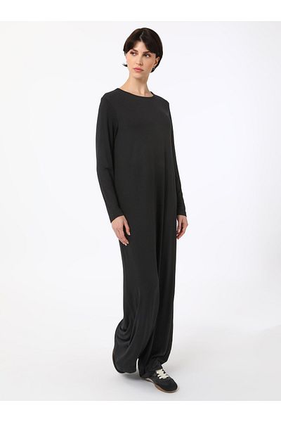 Benin Basic Viscose Hijab Φόρεμα με Φυσικό Ύφασμα - Μαύρο - Μπενίν