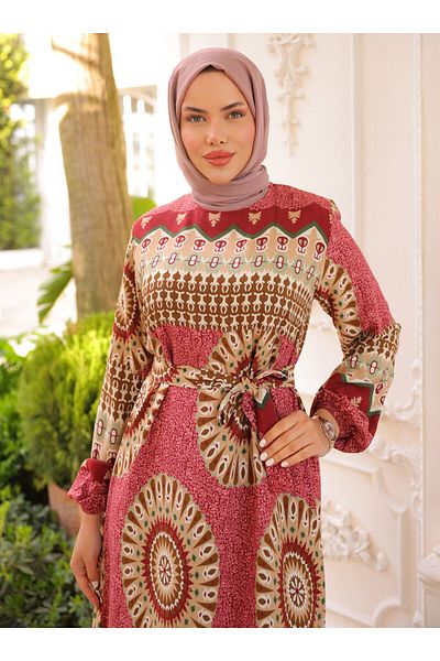 SAHRA BUTİK Φόρεμα Hijab - Τριαντάφυλλο ξηρό - SAHRA BUTIK