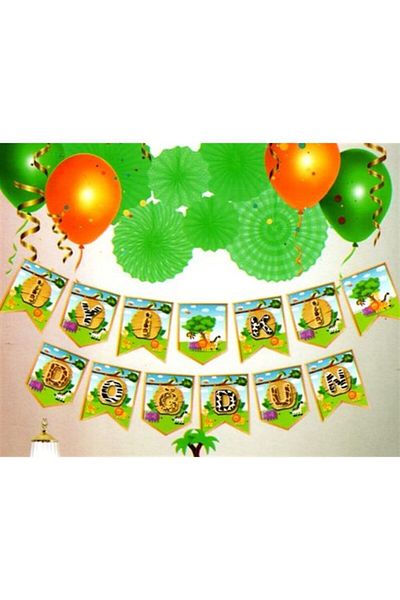 Deniz Party Store Ζιγκ-ζαγκ γράμματα με θέμα το Safari - Καλή ημέρα γενεθλίων
