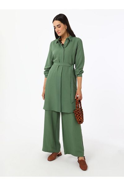 Refka Soft Feel Tunic Trousers Double Set - Khaki - Refka