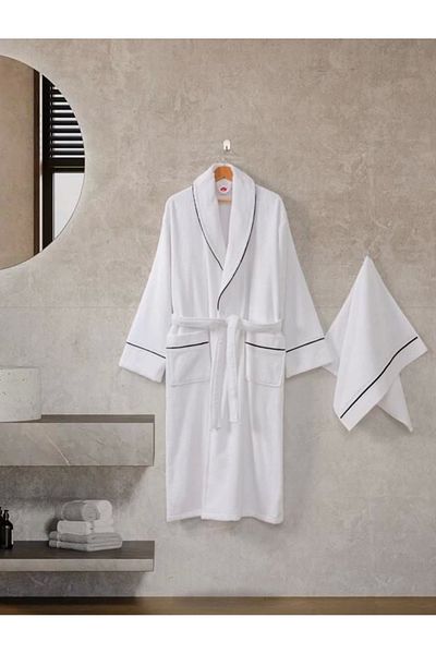 Angoravi Cotton Box Classic Bathrobe Set Mahur M-L Unisex