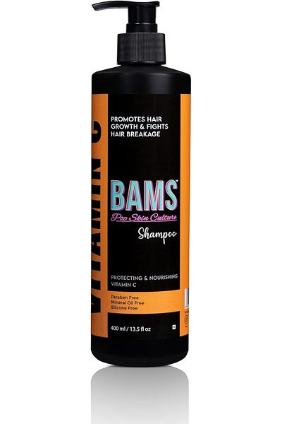 BAMS POP SKIN CULTURE BAMS | Vitamin C Shampoo | Revitalizing & Strengthening Hair Cleanser with Antioxidants, Enhances Sh