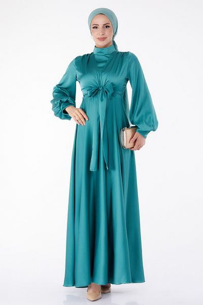 TOFİSA Front Tie Evening Dress Mint - 25342