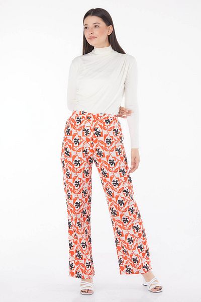 TOFİSA Leaf Pattern Trousers Orange - 13214