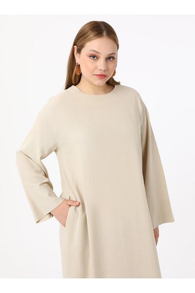 ALİA Plus Size Aerobin Dress - Beige - Alia