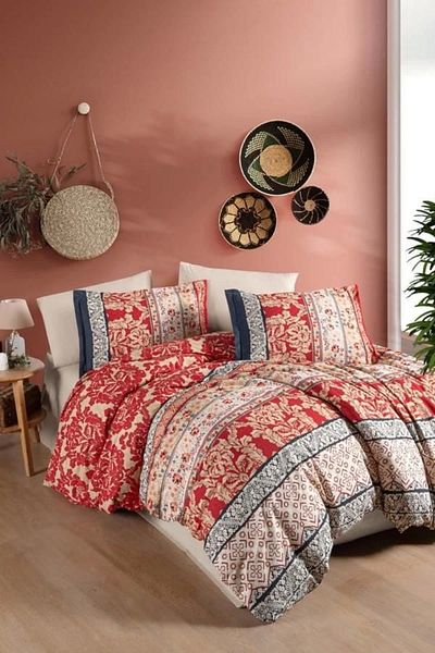 RBY Clasy Ranforce Duvet Cover Set Double Miza V1 Red