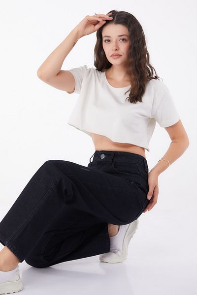 TOFİSA Wide Leg Jeans Black - 25181