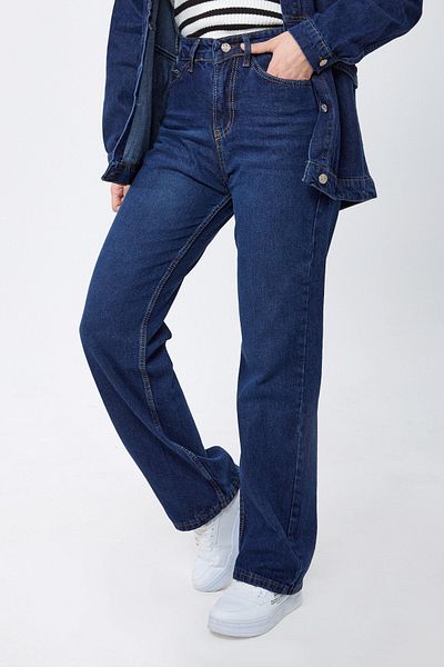TOFİSA Wide Leg High Waist Jeans Dark Blue - 23664