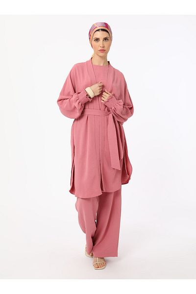 Refka Cap&Pants&Blouse Triple Aerobin Suit- Dusty Rose - Refka