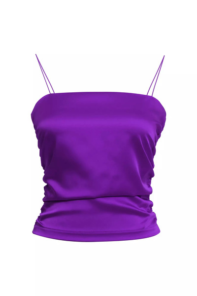 Keikei Mor saten kolsuz crop top