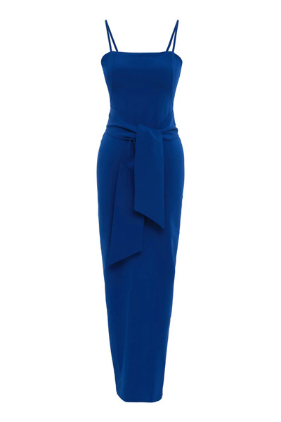 Keikei Saks mavisi örme kolsuz orta boy elbise