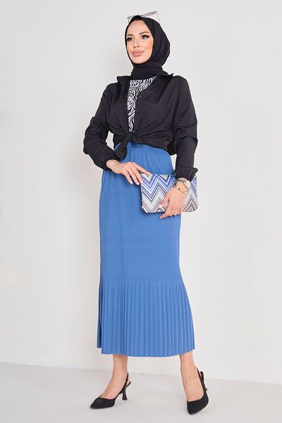 TOFİSA Πλισέ Φούστα Indigo - 23027