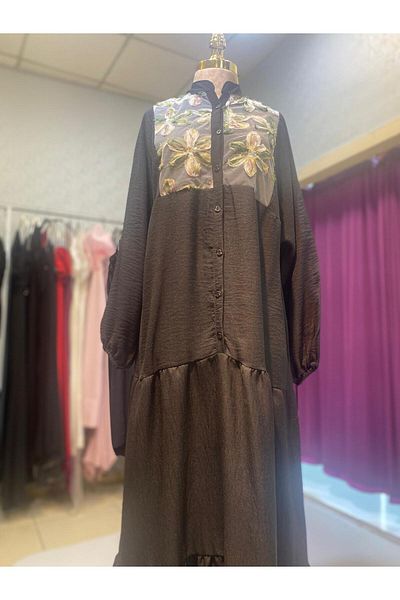 Trade Bazaar Natural Texture Oversize Floral Pattern Dress – Summer Comfortable Fit, Stylish and Spacious Design