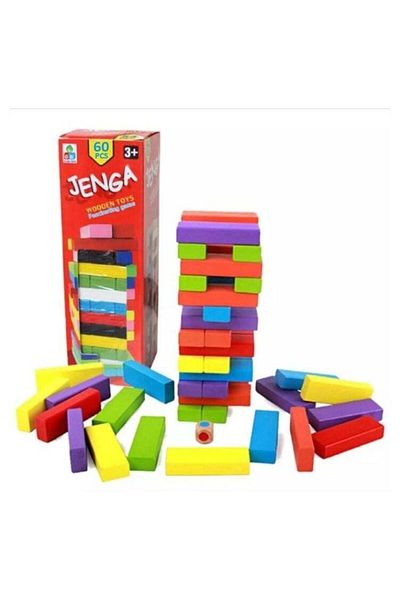 BabyCara 60-Pieces Jenga Drunken Tower Wooden Toys