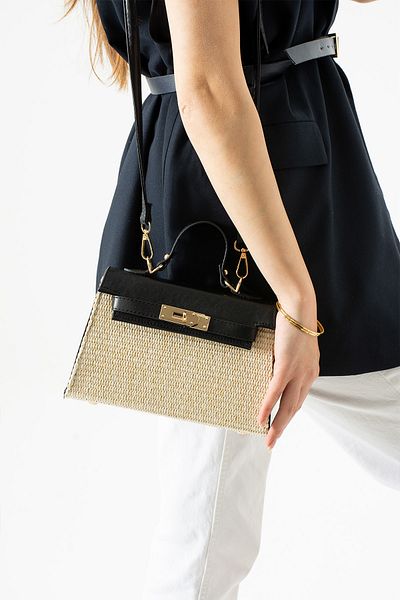 Night Geantă de mână și de umăr pentru femei Vienn Model Wicker Black
