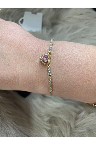 Tasarım Stainless Steel Su yolu Pembe Çelik Kalp Bileklik