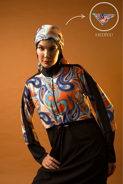 İYİBU 5 Piece Women's Hijab Swimsuit Set – Water Repellent Quick Dry Sports Lycra + Bandana Gift