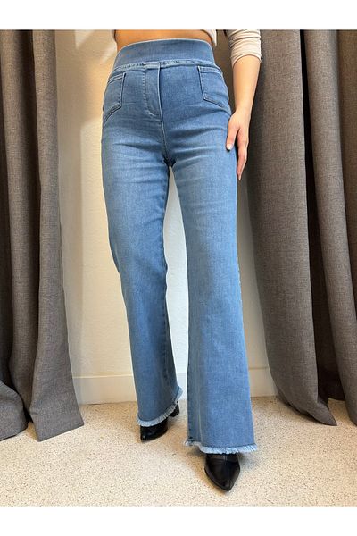 ROSSA Plus Size Elastic Waist Palazzo Jean