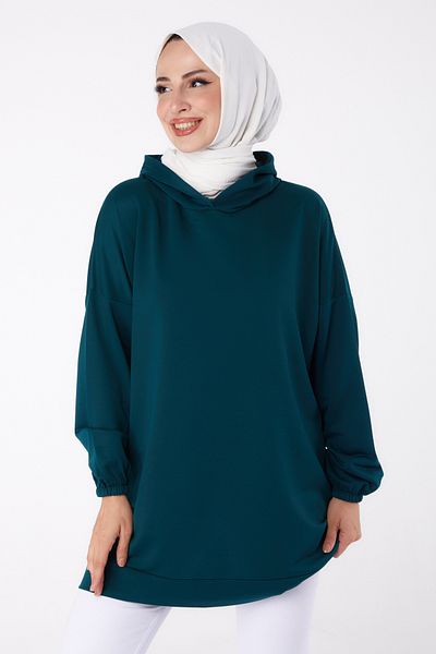 TOFİSA Back Printed Sweatshirt Emerald - 13327