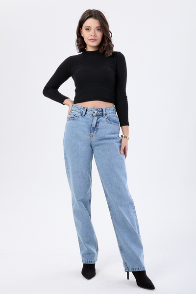 TOFİSA Ψηλόμεσο Palazzo Jeans Ice Blue Snow - 23666