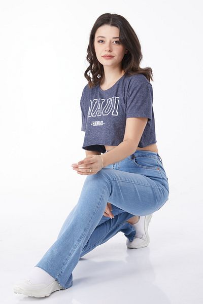 TOFİSA Ripped Leg Jeans Ice Blue - 25193