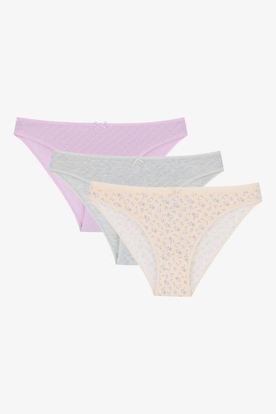 Penti Chiloți slip multicolori din bumbac Lavender Day din 3 piese