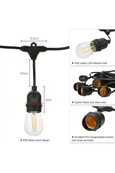 Forlife 220Volt 5 Adet E27 Duylu 5 Metre Kablolu Set (5 Adet S14 Led Ampul Hediyeli)