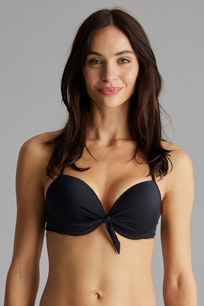 Penti Μαύρο Basic Bow Λεπτομερές Extra Padding Push-up μπικίνι