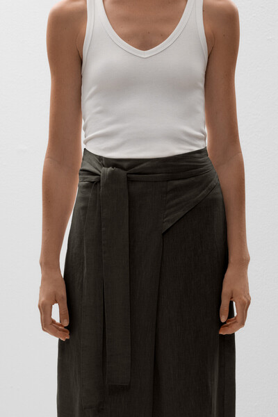 Oysho 100% linen crossover balloon trousers