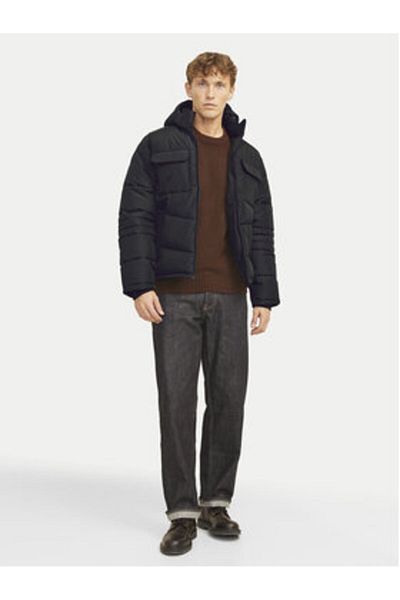 Jack & Jones Men's Jjbuild Hooded Puffer Coat 12256858 Black