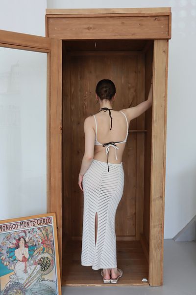 LOISY Rochie de plajă maxi lungă pentru femei, cu bretele și talie decoltată