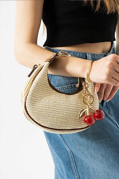 Night Geantă de mână și de umăr pentru femei Miela Model Wicker Bitter Brown Charm Gift