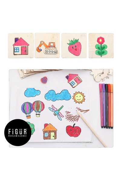 Figür Reklam Ajansı Montessori Çocuklar Boyama Eğitici Ahşap  Şablonlar Yap Boz Oyuncak