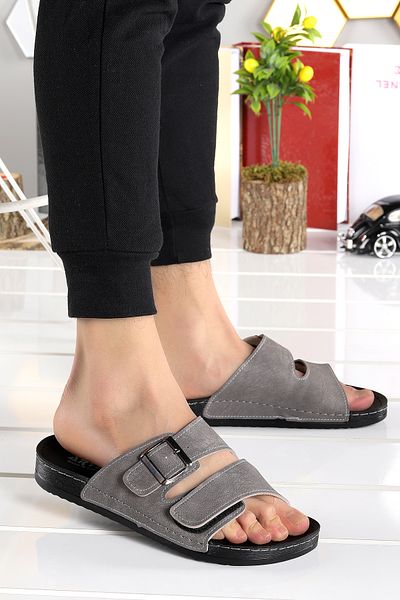 WOGGO Καθημερινές ανδρικές παντόφλες Velcro Ary 36-487
