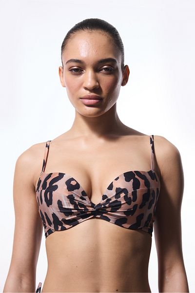 Penti Clove Lol Up Leopard Patterned Push Up Biustonosz typu bralet z fiszbinami
