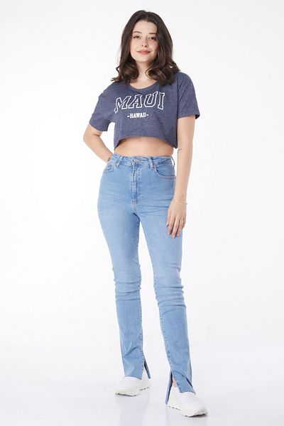 TOFİSA Ripped Leg Jeans Ice Blue - 25193