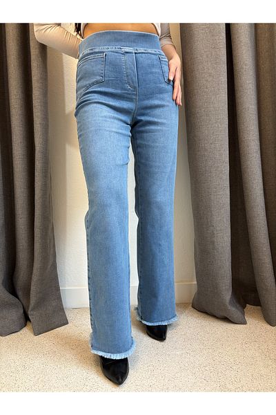 ROSSA Plus Size Elastic Waist Palazzo Jean