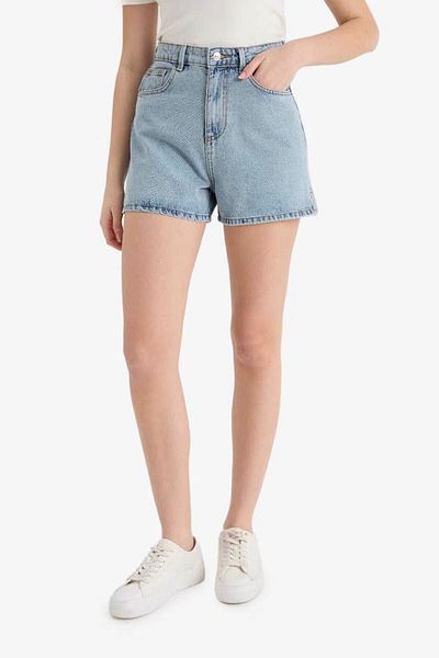 DeFacto Mom Fit High Waist Crop Fit Jean γυναικείο σορτς γαλάζιο E0928AX/NM39