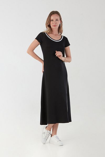 Fulla Moda Βασικό φόρεμα από βαμβακερό χτενισμένο με σχισμή