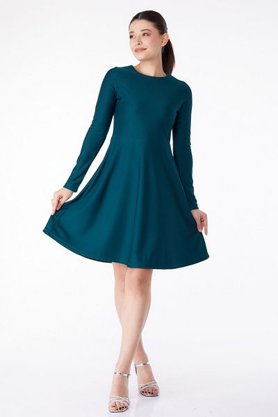 TOFİSA Green Mini Straight Crew Neck Women's Evening Dress - 13191
