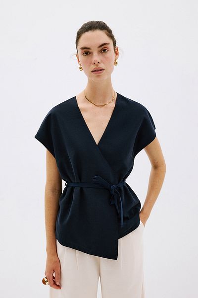 VATKALI Double-Breasted Vest with Tie at the Waist