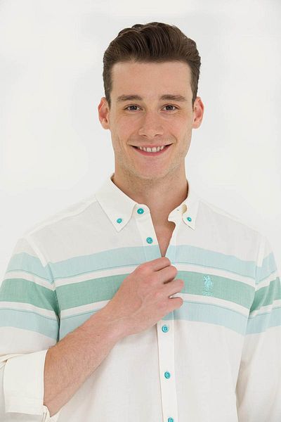 U.S. Polo Assn. Ανδρικό πουκάμισο Rıbaro Mint Green 1584026