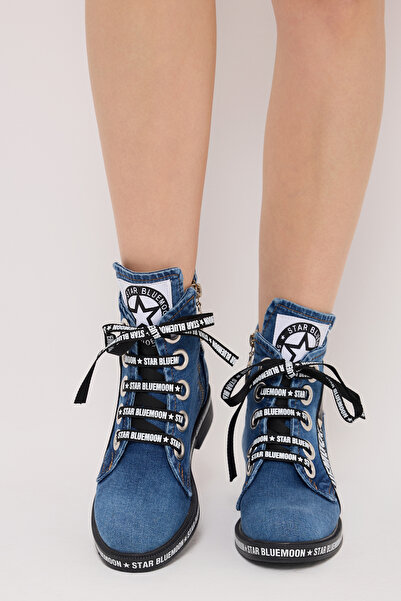 StarBlueMooN KADIN KOT BOT YAZLIK TROK VE ŞERİT DETAYLI