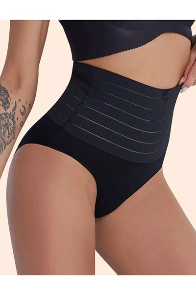 MİSTİRİK Model Buturo - Chiloți sport negri pentru modelarea și fermitatea corpului, design cu talie elastică și abdomen