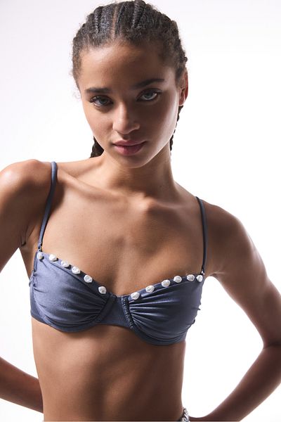 Penti Seashell Gray Underwire Bikini Top - Gamze Erçel Collection