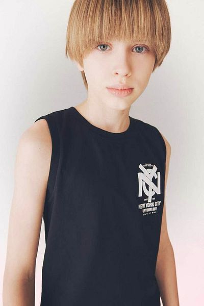 DeFacto Crew Neck Printed Black Boy's Sleeveless T-Shirt E0192A8/Bk81
