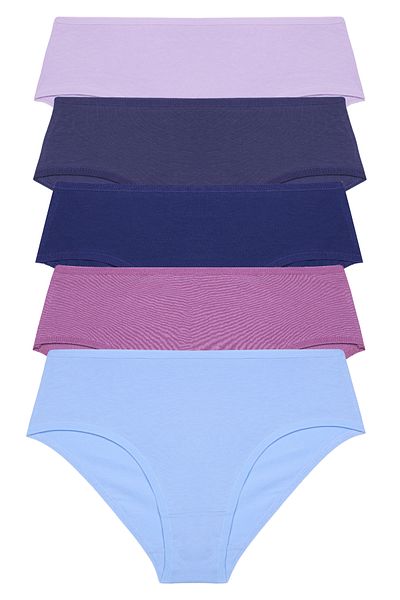 Nicoletta Chiloți de damă Bikini cu talie înaltă Pachet de 5 Bumbac Lycra INDIGO