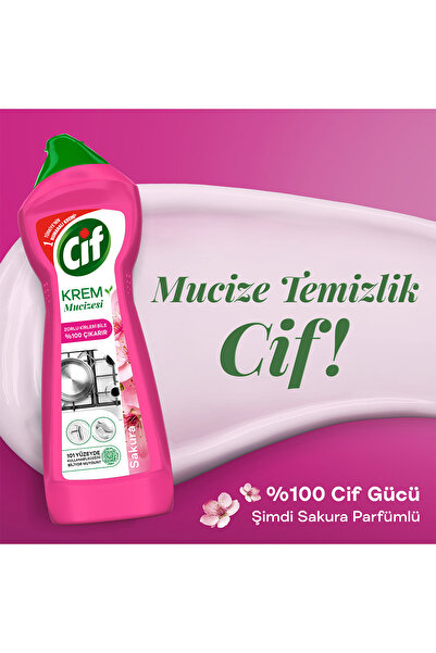 Cif Krem Mucizesi Sakura Parfümlü Yüzey Temizleyici 750 ml x3